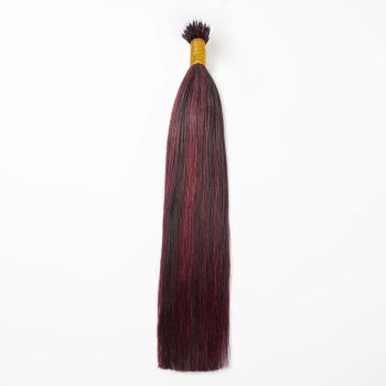 Silky Straight Nano Ring Hair Extensions #1B/99J Human Hair 100 Strands