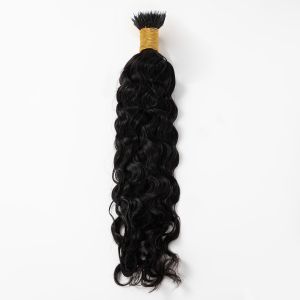 Loose Curly Nano Ring Hair Extensions #1B Natural Black Human Hair 100 Strands