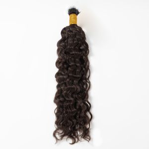 Loose Curly Nano Ring Hair Extensions #2 Black Brown Human Hair 100 Strands