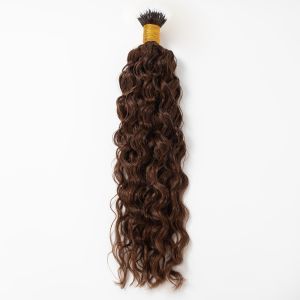 Loose Curly Nano Ring Hair Extensions #4 Dark Brown Human Hair 100 Strands