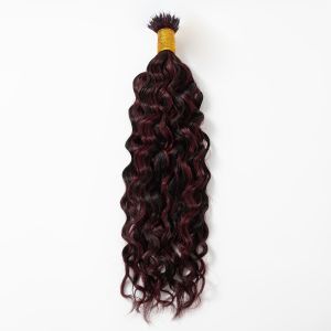 Loose Curly Nano Ring Hair Extensions #1B/99J Human Hair 100 Strands