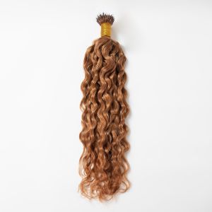 Loose Curly Nano Ring Hair Extensions #30 Light Auburn Human Hair 100 Strands