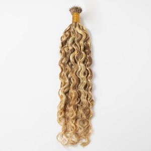 Loose Curly Nano Ring Hair Extensions #12/613 Human Hair 100 Strands