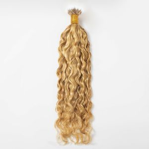 Loose Curly Nano Ring Hair Extensions #27/613 Human Hair 100 Strands