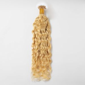 Loose Curly Nano Ring Hair Extensions #613 Bleach Blonde Human Hair 100 Strands