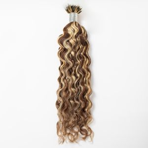 Loose Curly Nano Ring Hair Extensions #4/613 Human Hair 100 Strands