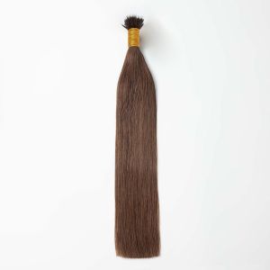 Silky Straight Nano Ring Hair Extensions #6 Light Brown Human Hair 100 Strands