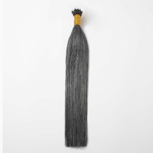 Silky Straight Nano Ring Hair Extensions Salt & Pepper Human Hair 100 Strands