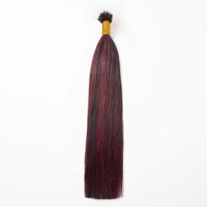 Silky Straight Nano Ring Hair Extensions #1B/99J Human Hair 100 Strands