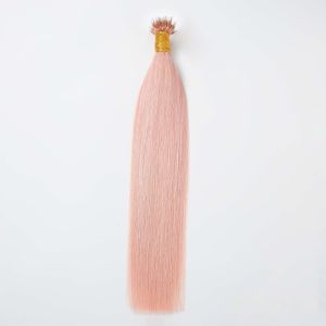 Silky Straight Nano Ring Hair Extensions Pink Human Hair 100 Strands