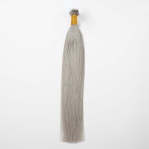 Silky Straight Nano Ring Hair Extensions Grey Human Hair 100 Strands