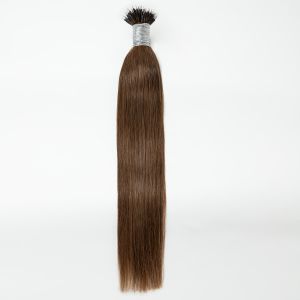 Silky Straight Nano Ring Hair Extensions #8 Ash Brown Human Hair 100 Strands