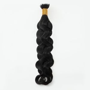 Water Wave Nano Ring Hair Extensions #1B Natural Black Human Hair 100 Strands