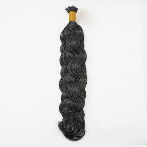 Water Wave Nano Ring Hair Extensions Salt & Pepper Human Hair 100 Strands