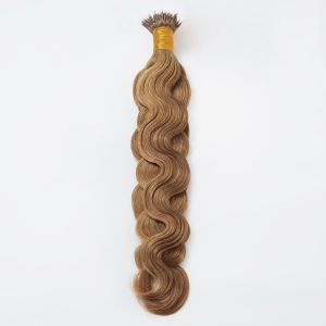 Water Wave Nano Ring Hair Extensions #12 Golden Brown Human Hair 100 Strands