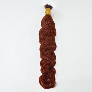 Water Wave Nano Ring Hair Extensions #33 Dark Auburn Human Hair 100 Strands