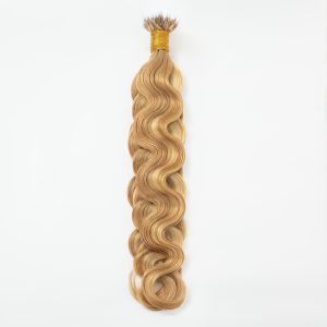 Water Wave Nano Ring Hair Extensions #27/613 Human Hair 100 Strands