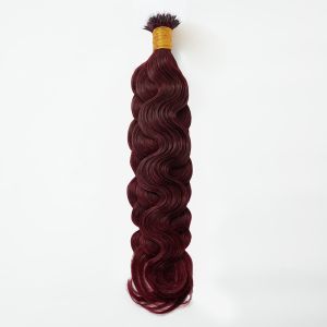Water Wave Nano Ring Hair Extensions #99J Human Hair 100 Strands