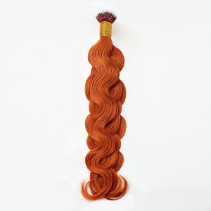Water Wave Nano Ring Hair Extensions #350 Ginger Human Hair 100 Strands