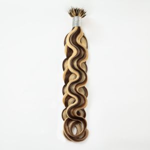 Water Wave Nano Ring Hair Extensions #4/613 Human Hair 100 Strands