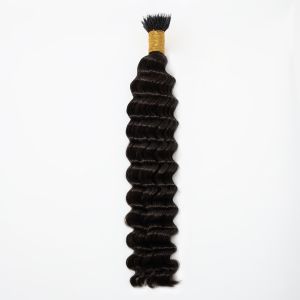 Deep Wave Nano Ring Hair Extensions #1B Natural Black Human Hair 100 Strands