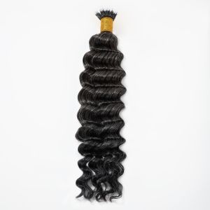 Deep Wave Nano Ring Hair Extensions Salt & Pepper Human Hair 100 Strands