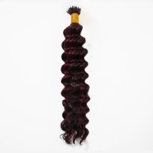 Deep Wave Nano Ring Hair Extensions #1B/99J Human Hair 100 Strands