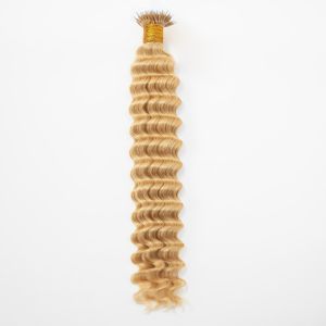 Deep Wave Nano Ring Hair Extensions #613 Bleach Blonde Human Hair 100 Strands