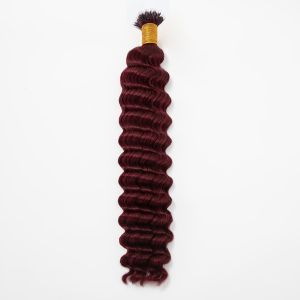 Deep Wave Nano Ring Hair Extensions #99J Human Hair 100 Strands