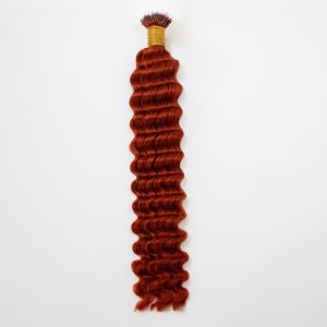 Deep Wave Nano Ring Hair Extensions #350 Ginger Human Hair 100 Strands